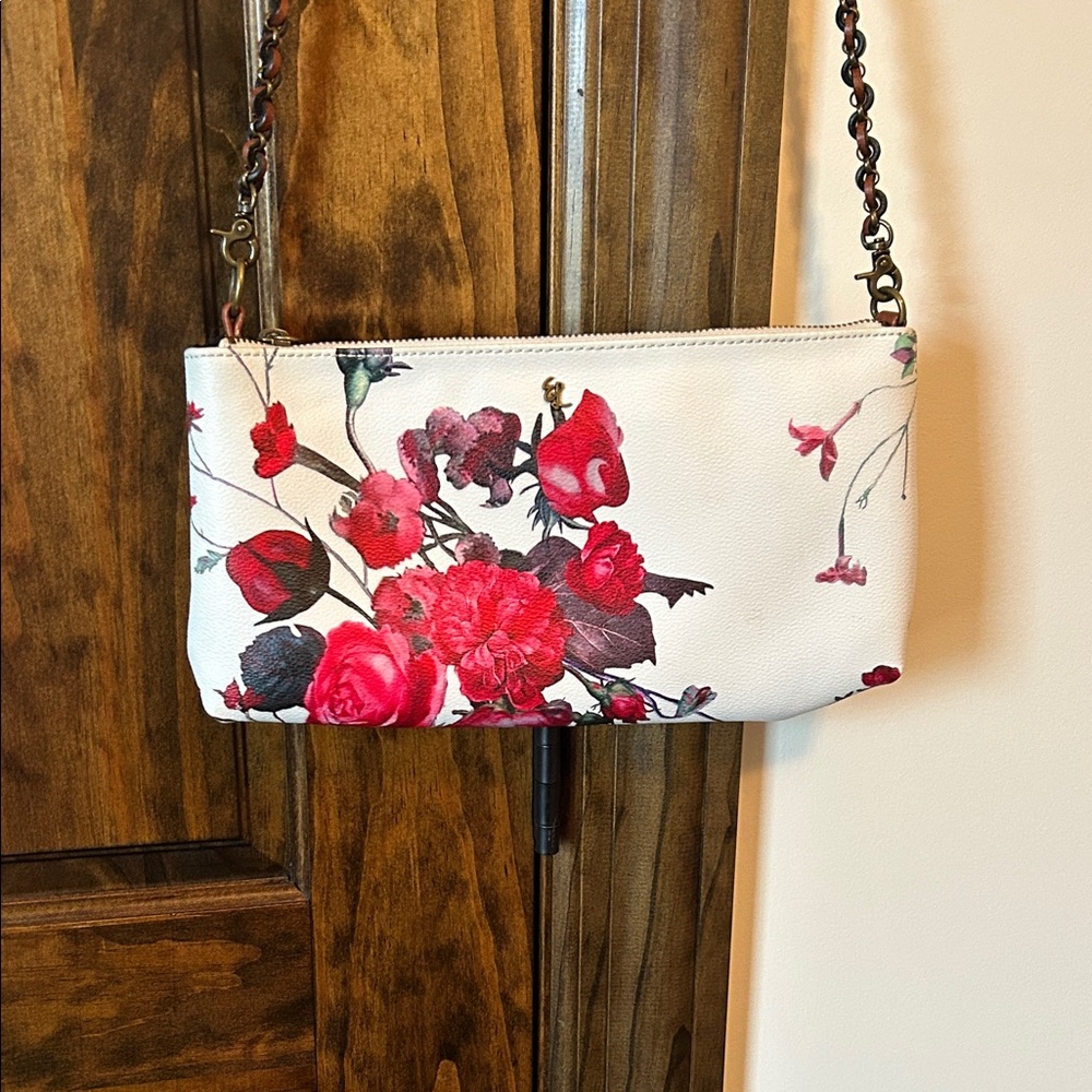 Elliott Lucca White and Red Floral Crossbody Bag - Picture 1 of 11